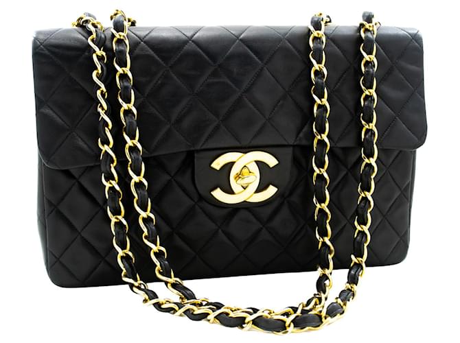 Timeless Chanel Flap Bag Negro Cuero  ref.1193720