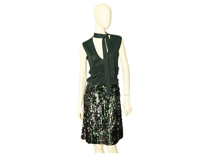Alessandro Dell'Acqua Camicetta senza maniche verde glitterata con fiocco