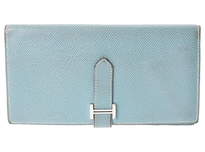 Béarn Hermès Bearn Blue Leather  ref.1194091