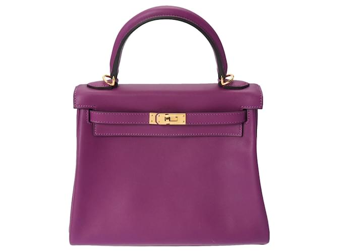 Hermès hermes kelly 25 Purple Leather  ref.1194115