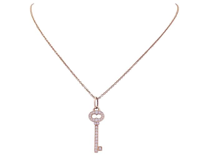 Collier Tiffany & Co. "Clef" or rose, diamants.  ref.1194144
