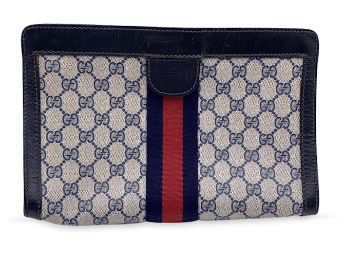 Gucci Clutch Bag Vintage Nr.EIN. Blau Leinwand  ref.1194179
