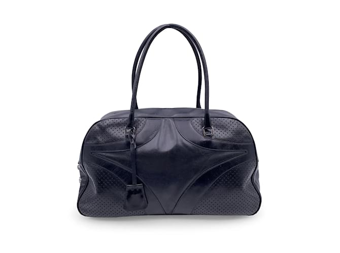 Vitello Prada Handbag Bowling Bag Black Leather  ref.1194300