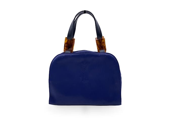Yves Saint Laurent Handtasche Vintage Nr.EIN. Blau Leinwand  ref.1194348