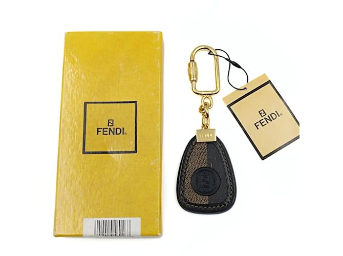 Fendi Fendi Pacan key ring in two-tone leather Black  ref.1194399