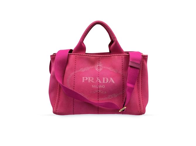 Prada Tote Bag Canapa Rosa Lona  ref.1194412