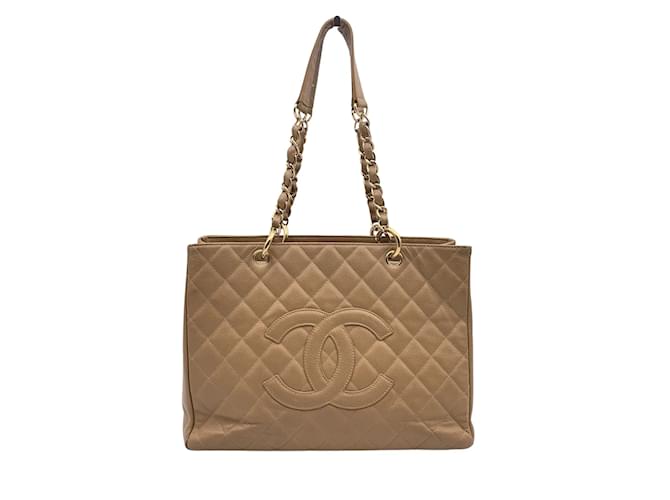 Chanel Tote Bag Grand shopping Beige Leather  ref.1194668