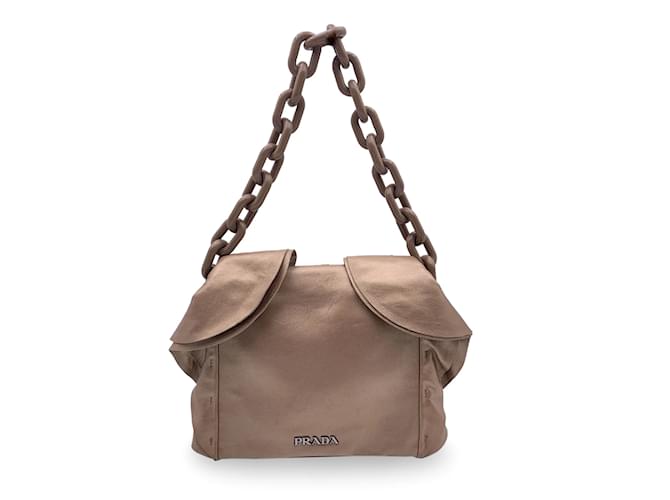PRADA shoulder bag Golden Leather  ref.1194699