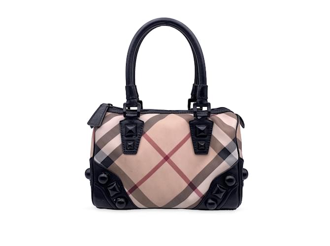 Burberry Handbag Check on Studs Black Cloth  ref.1194945