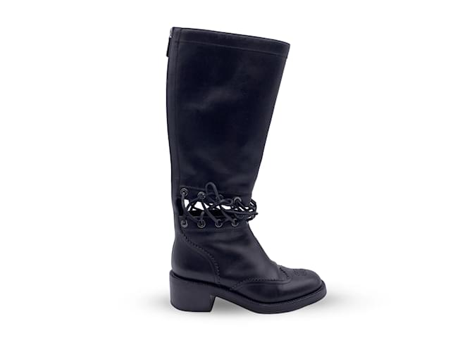 Chanel boots Black Leather  ref.1194977