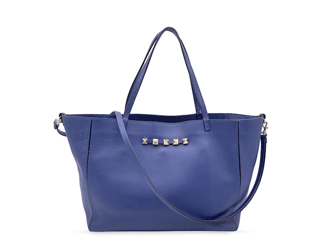 Valentino Garavani Tote Bag Rockstud Blue Leather  ref.1195090