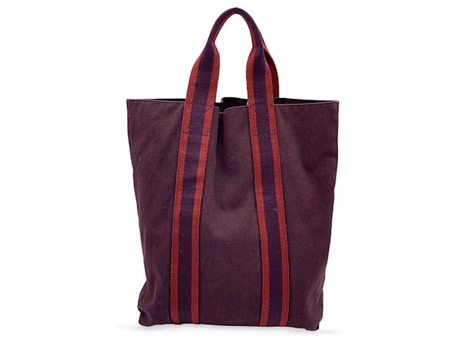 Hermès Tote Bag Vintage Fourré-Tout Coton Bordeaux  ref.1195117