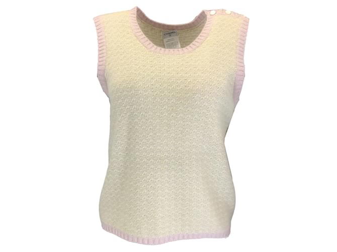 Autre Marque Chanel Vert Clair / Pull en tricot de cachemire sans manches rose Multicolore  ref.1195144