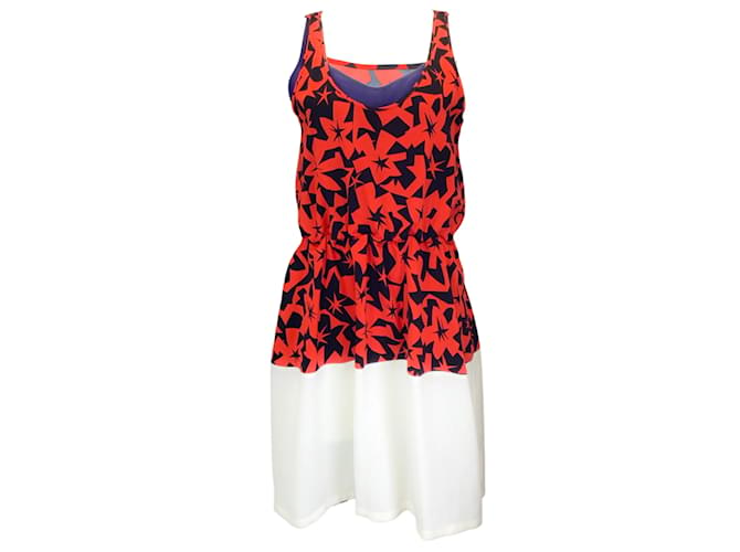 Autre Marque Jil Sander Navy Collection Red / ivory / Navy Blue Printed Sleeveless Crepe Dress Multiple colors Polyester  ref.1195150