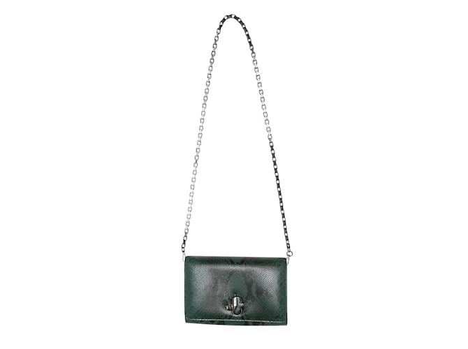 Bolsa de ombro de couro com relevo Jimmy Choo verde escuro e preto  ref.1195226
