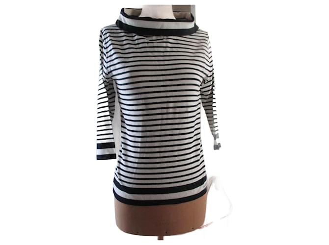 Trussardi Jeans Top/striped sweater. Size L. Eggshell Viscose  ref.1195288