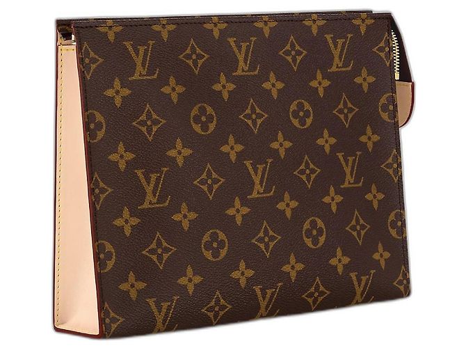 Necessaire Louis Vuitton Monogram lona e couro marrom