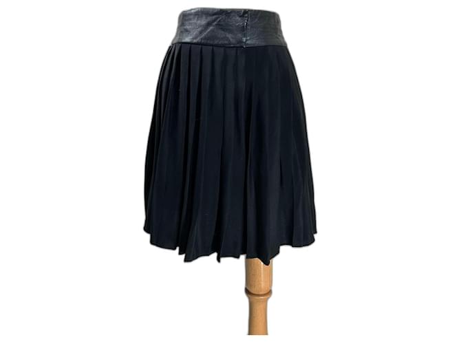 Max Fowles Skirts Black Leather Silk  ref.1195785