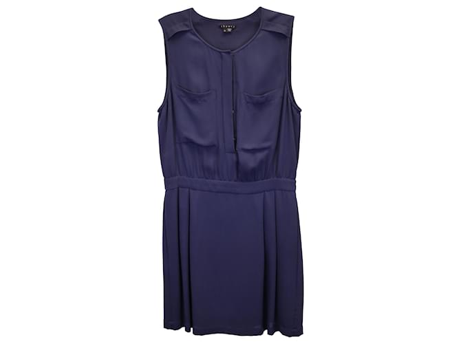 Theory Sleeveless Mini Dress in Navy Blue Silk  ref.1195935