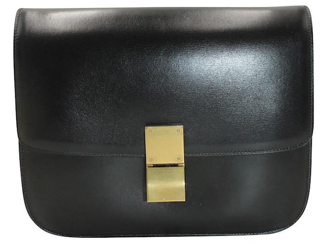 Céline Celine Medium Box Bag aus schwarzem Kalbsleder Leder  ref.1195939