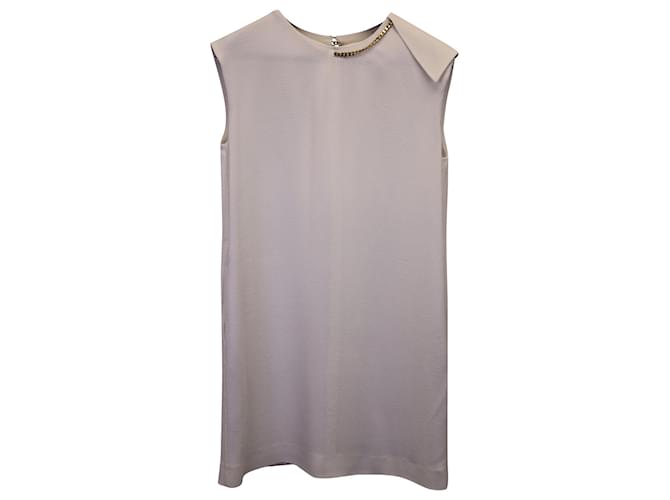 Victoria Beckham Chain-Embellished Crepe Dress in White Viscose Cream Polyester  ref.1195947