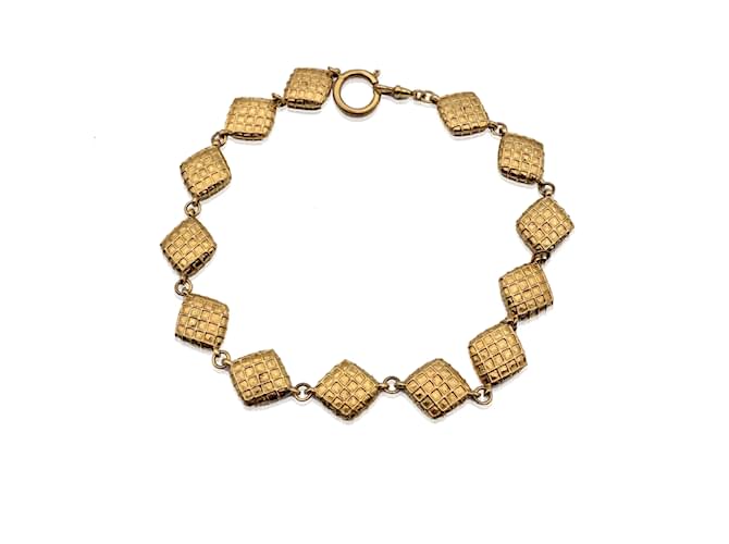 Chanel Vintage Gold Metal Quilted Collar Collier Necklace Golden  ref.1195953