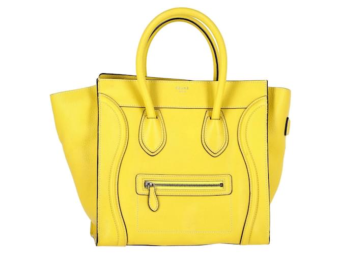 Luggage Céline Celine Mini-Gepäcktasche aus gelbem Kalbsleder  ref.1195966