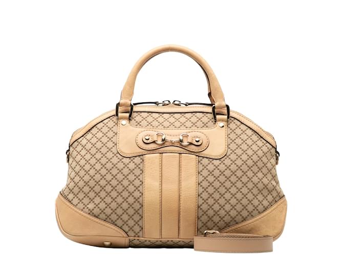 Gucci Canvas-Tasche „Catherine Dome“ mit Strassbesatz 247286 Braun Leinwand  ref.1195989