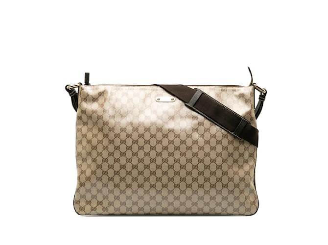 Gucci Grand sac messager plat GG Crystal 190628 Toile Beige  ref.1195997