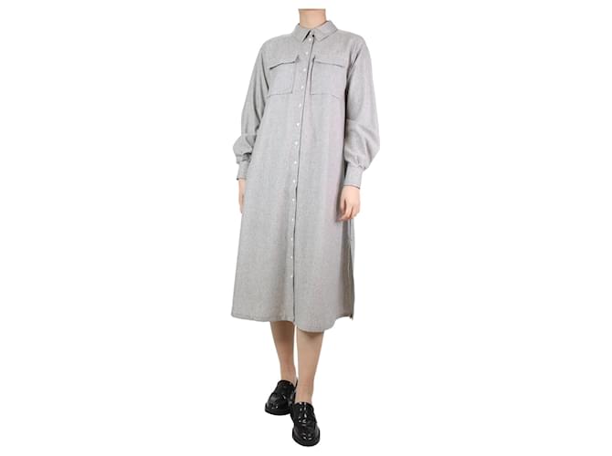 Autre Marque Robe chemise midi en flanelle grise  ref.1196012