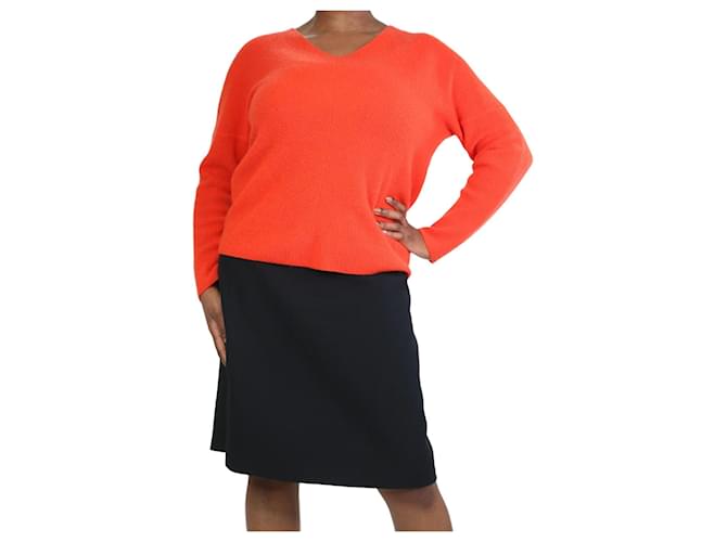 Maje Bright orange ribbed cashmere sweater - size UK 12  ref.1196014
