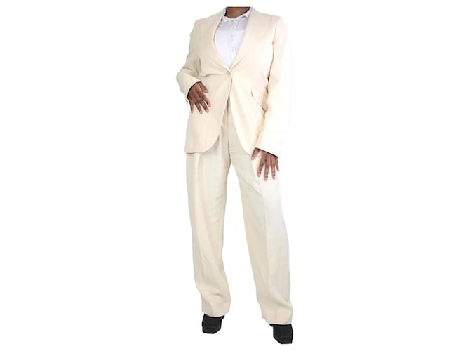Stella Mc Cartney Completo blazer e pantaloni in misto lino color crema - taglia UK 14 Crudo Viscosa  ref.1196034