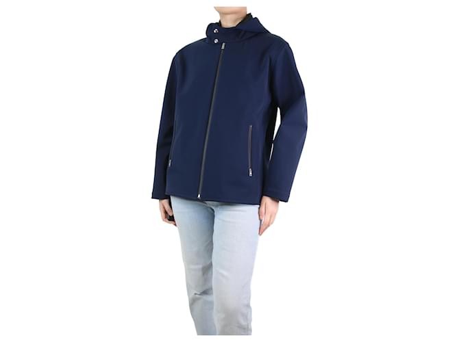Hermès Blaue wasserdichte Regenjacke mit Kapuze – Größe XL Polyester  ref.1196040