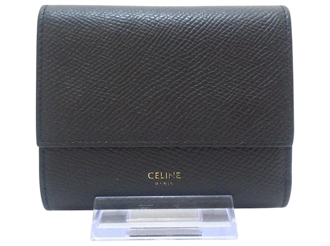 Céline Tri-Fold Cuir Noir  ref.1196084