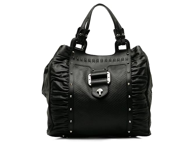 Versace Black Leather Tote Bag Schwarz Leder Kalbähnliches Kalb  ref.1196448
