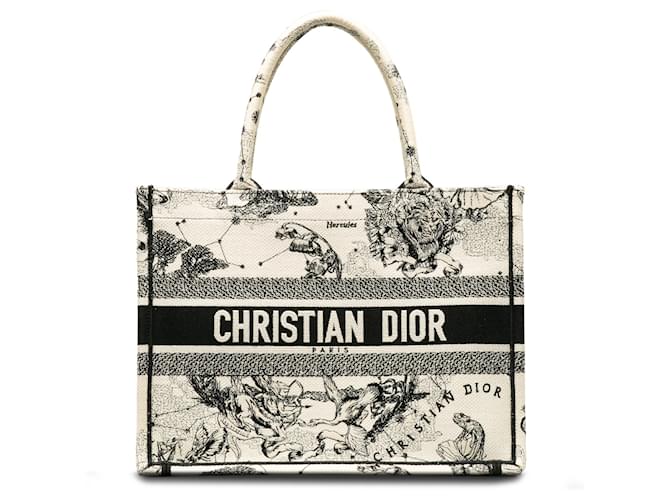 Bolso tote Dior blanco pequeño con diseño del zodiaco Lienzo Paño  ref.1196487