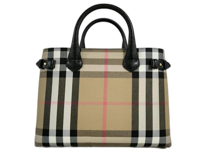 Burberry Banner Tote House Check Derby Bolso de hombro de lona Nuevo Multicolor Cuero Lienzo  ref.1196650