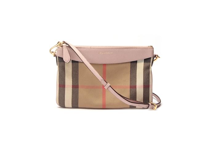 Burberry House Check Canvas Peyton Crossbody Bag Canvas Crossbody Bag in Very Good Condition Purple Cloth  ref.1196679