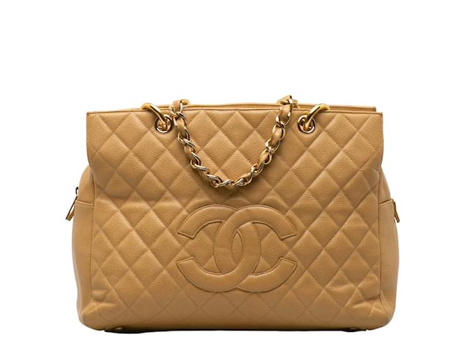 Chanel CC Caviar Expandable Tote Beige Leather  ref.1196691