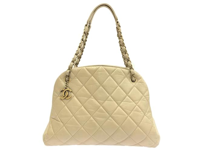 Chanel Mademoiselle Bege Couro  ref.1196849