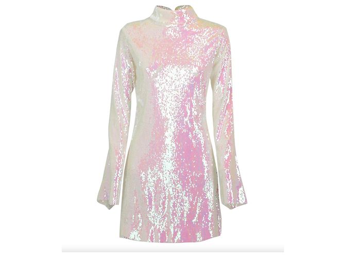 Autre Marque Halpern-Pailletten-Minikleid Pink Weiß Mehrfarben