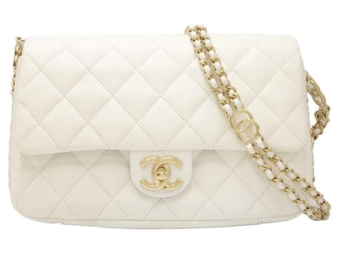 Chanel Timeless White Leather  ref.1197016
