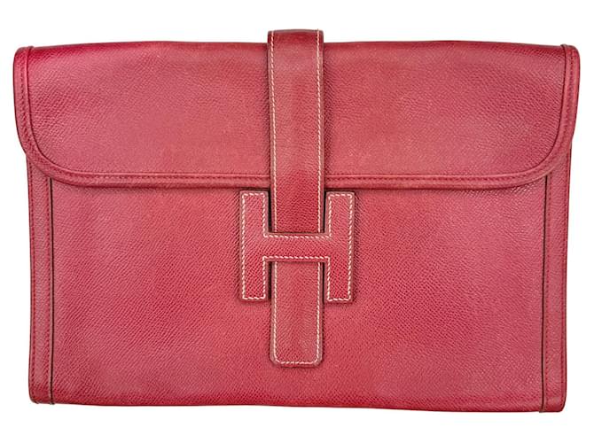 Hermès Hermes Jige Rot Leder  ref.1197317