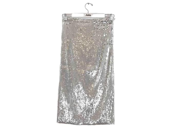 Ami Silver skirt Silvery Polyester  ref.1197356