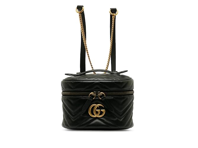 Black Gucci GG Marmont Round Backpack Leather  ref.1197447