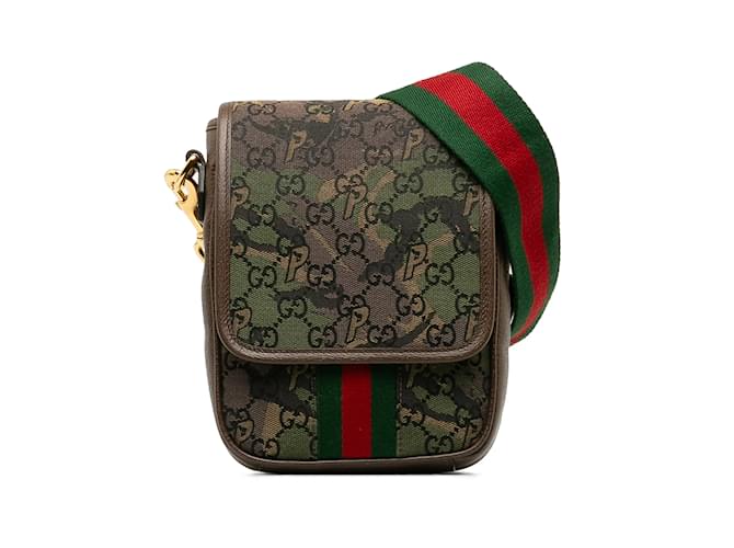 Brown Gucci x Palace GG Camouflage Canvas Web Crossbody Cloth  ref.1197462