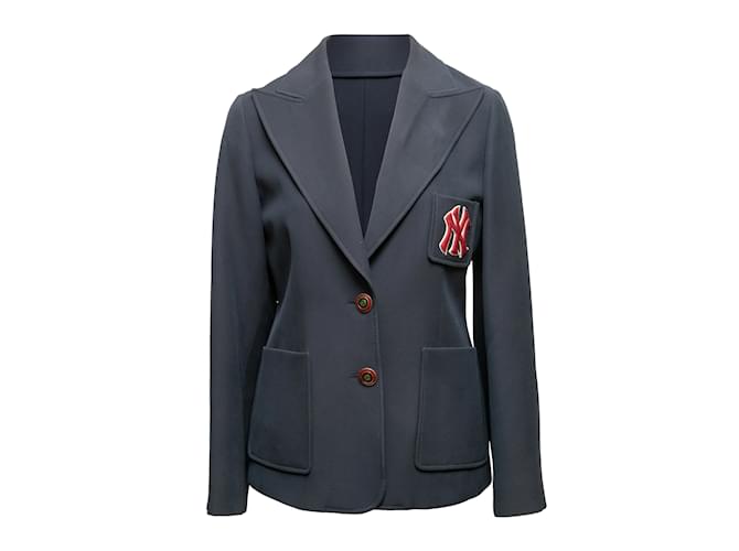 Navy & Maroon Gucci Wool & Silk New York Yankees Blazer Size IT 42 Navy blue  ref.1197494