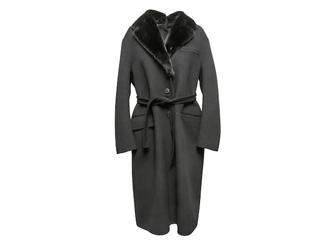 Black Prada 2018 Virgin Wool & Angora-Blend Coat Size IT 40  ref.1197503
