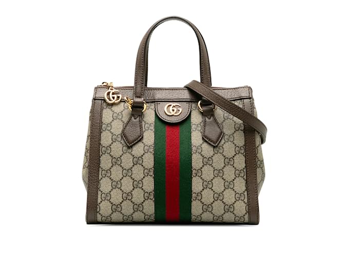 Petit sac à main marron Gucci GG Supreme Ophidia Cuir  ref.1197504