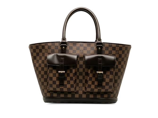Brown Louis Vuitton Damier Ebene Manosque GM Tote Bag Leather  ref.1197513